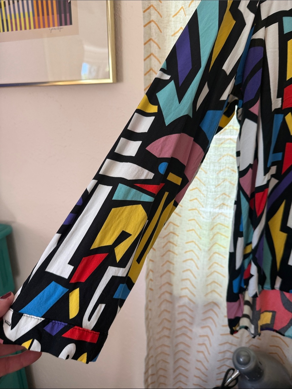 In Living Color - Colorful Abstract Print Button-Up Blouse - Picture 3 of 6